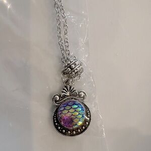 Fashion Jewelry Silver and Purple Multicolor Mermaid Pendant Necklace
